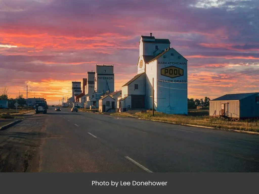 Elevators at Yellow Grass, SK in 1975. Photo by Lee Donehower.